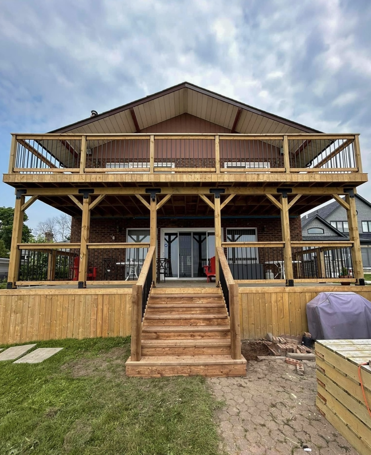 Two-Story Cedar Deck with Covered Porch
