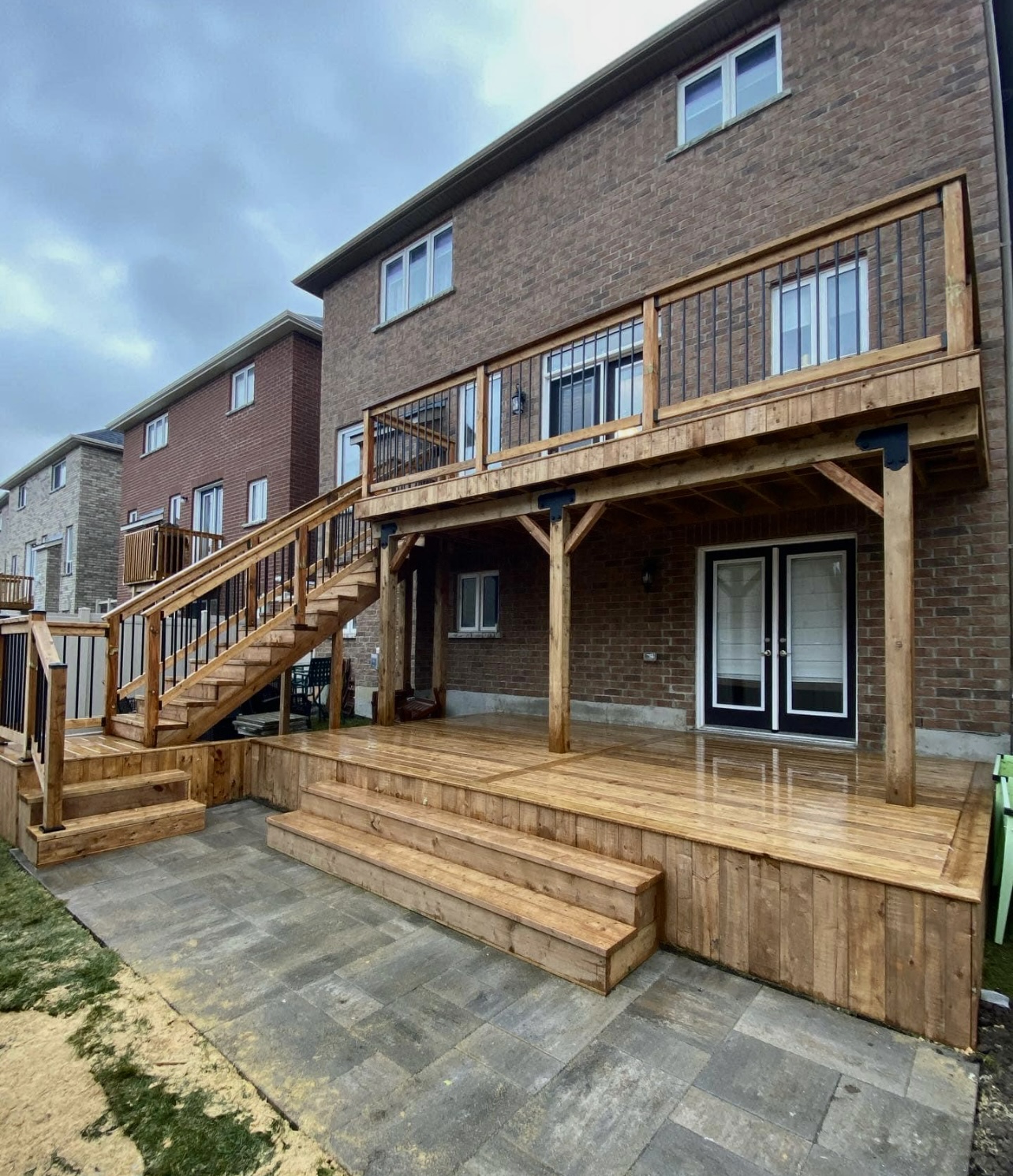 Multi-Level Cedar Deck with Staircase