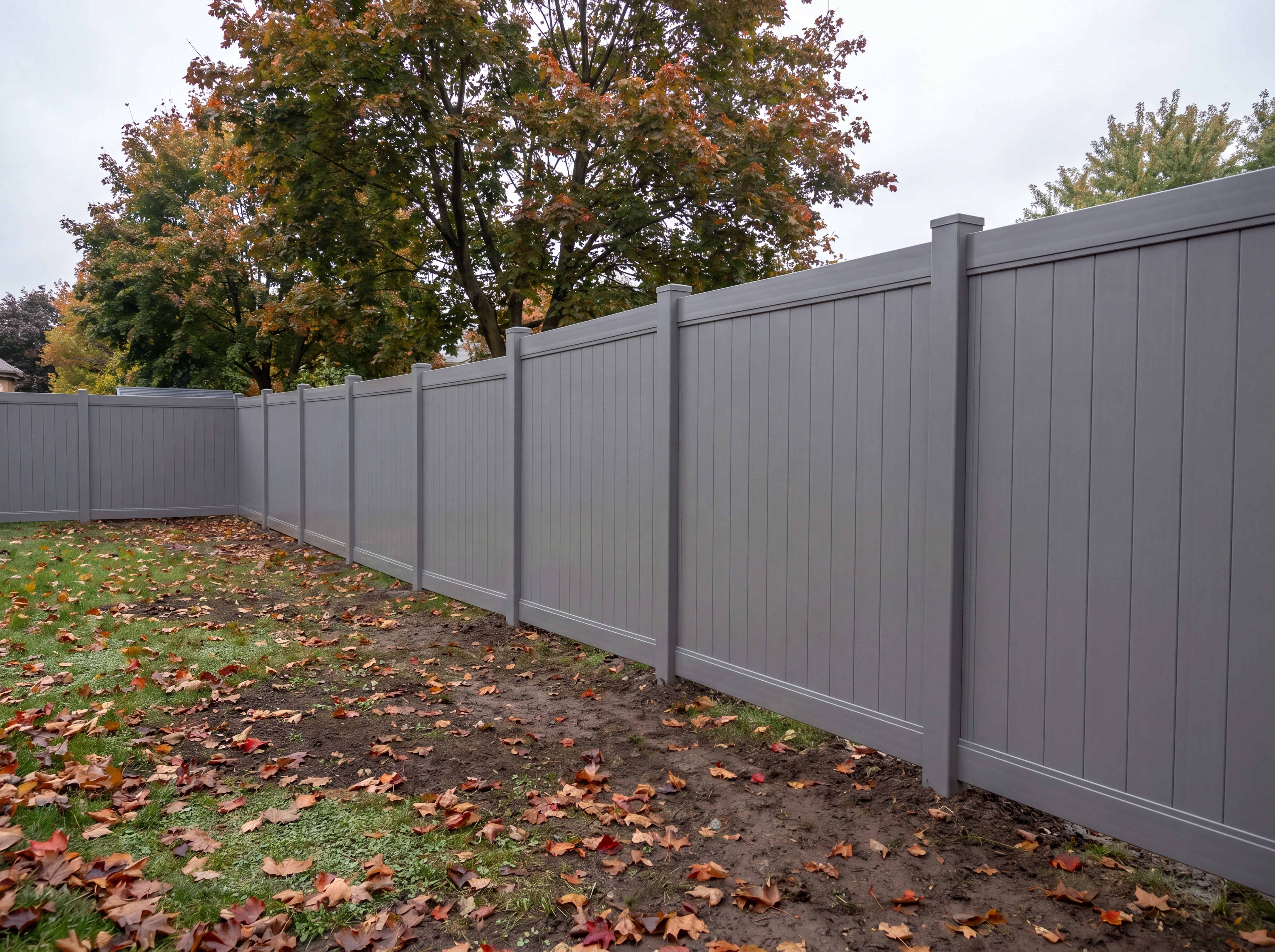 Grey Vinyl Privacy Fence